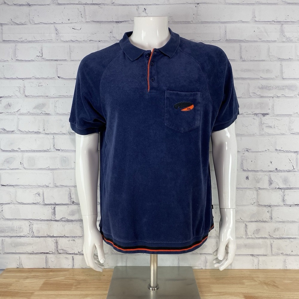Nike SB Shirt Men's Medium Polo Short‎ Sleeve Blue Terry Cloth Skateboarding